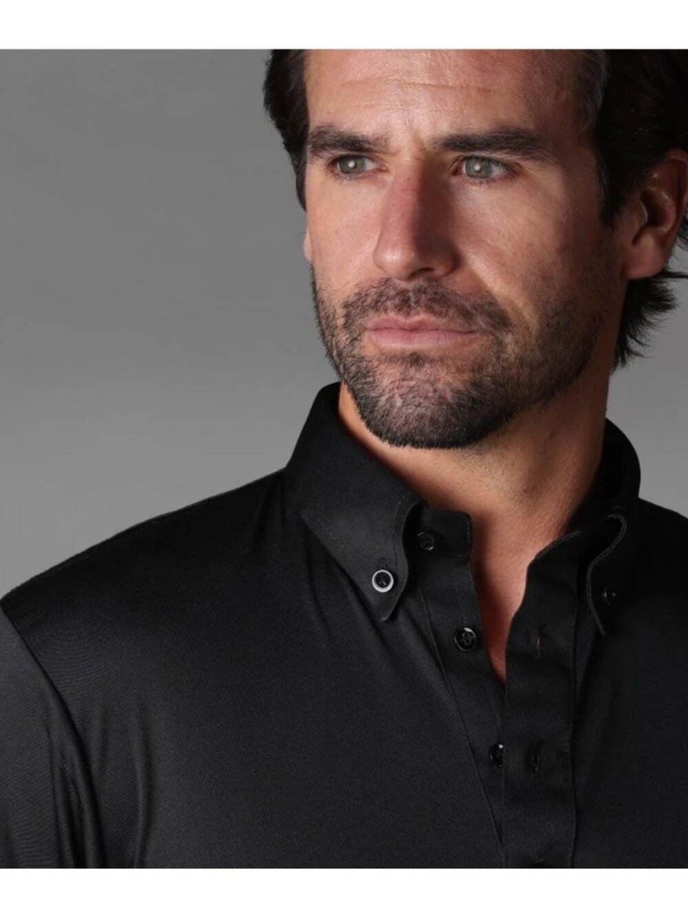 NWOT Collars & Co Small Oxford Button Down Collar Polo Solid Black Golf Shirt